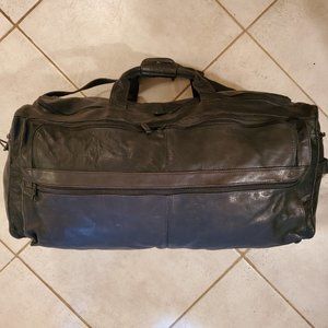 Top grain cowhide black leather duffel